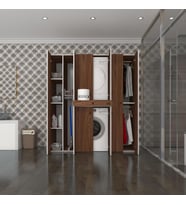 Kenzlife çamaşır-kurutma makinesi dolabı ve giysi dolabı çekmeceli ebuzer sol raf cvz 187*160*60  banyo (Beyaz)
