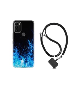 General Mobile Gm21 Plus Kılıf Silikon Desen Boyun Askılı Blue Fire 1678