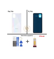 Samsung Galaxy A31 Beyaz Renk Uyumlu Arka Kapak + Tamir Seti + B7000 Yapıştırıcı Arka Cam Batarya Kapağı Pil Kapağı Lazer Kesim Back Cover Galaxy A31 Uyumlu