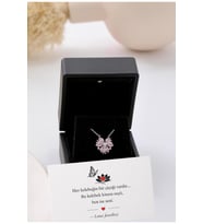 925 Ayar Gümüş Işıklı Kutulu Kelebek Lotus Çiçeği Kolye - 925 Ayar Gümüş Kolye