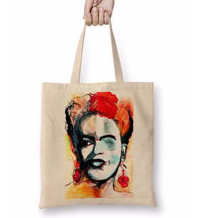 Frida Kahlo 06 Bez Çanta Uzun Saplı