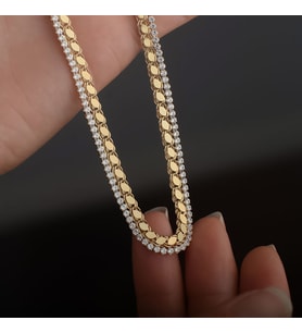 14k Altın Pullu Sırataşlı Zincir Kolye