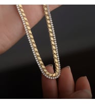 14k Altın Pullu Sırataşlı Zincir Kolye