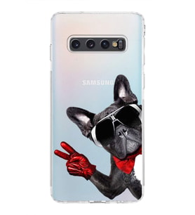 PrintiFy Samsung Galaxy S10 ile Uyumlu Köpek 2 Kamera Korumalı Şeffaf Kılıf