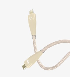 K693 Safe 27W PD Örgülü Type-C'den Lightning'e Şarj Kablosu 1.2M Krem