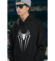 Örümcek Adam Logo Baskılı Unisex Hoodie, Oversize Spider-Man Hoodie