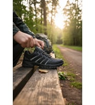 Enoch Erkek Siyah Gri Su Geçirmez Outdoor Trekking ve Doğa Yürüyüş Ayakkabısı