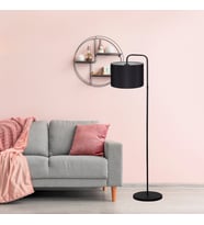 Suitable Metal Gövdeli Siyah Kumaş Başlık Çok Amaçlı Lambader Salon Köşe Lambası