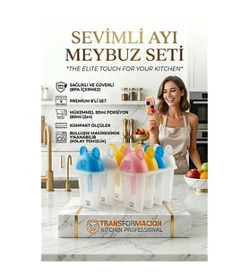 Sevimli Ayıcık Figürlü 8'Li Dondurma Meybuz Kalıbı Seti - Ev Yapımı Lezzetler 723093