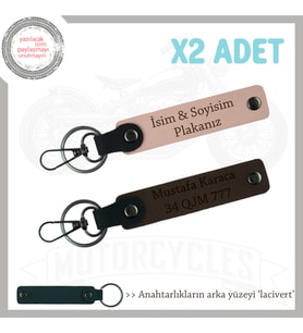 Tarz Sahibi Sürücülere Klas Hediyeler, İsim Ve Plaka Yazılı x2li Anahtarlık, Yavruağzı-K Kahve-Laci