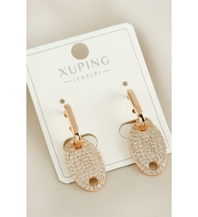 Xuping Oval Zirkon Taşlı Lüks Çelik Küpe