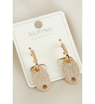 Xuping Oval Zirkon Taşlı Lüks Çelik Küpe