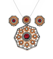Zirkon Taşlı Rose Gümüş Set - S009402