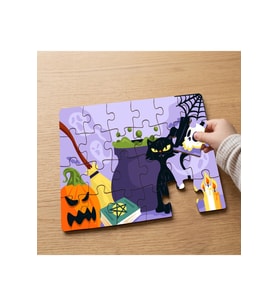 Cadılar Bayramı - Halloween Tasarımlı 24 Parça Ahşap Çocuk Puzzle