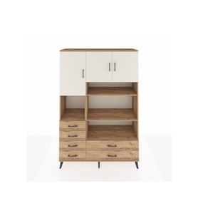 Hyperion Dolap 9 Raflı 6 Çekmeceli 3 Kapaklı 132x44x195 Çam-Aytaşı/Çam