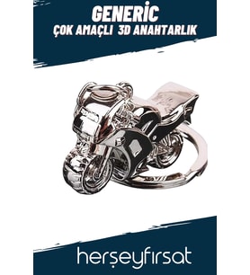 Motorsiklet 3D Tasarımlı Anahtarlık - Krom