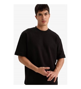 Defacto Oversize Siyah Erkek T-Shirt F9856AX/BK81
