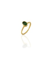 Kadir Jewellery 22 Ayar Altın Kaplama Zirkon Taşlı Kadın Minimal Yüzük (Yeşil)