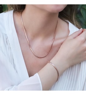 Rose Gold Kaplama İtalyan Zincir Gümüş Set