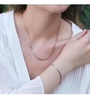 Rose Gold Kaplama İtalyan Zincir Gümüş Set