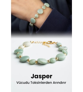 Jasper Doğal Taş Yeşil Yassı Daire Kesim Top Boncuklu Bileklik