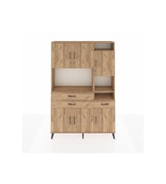 Arges Dolap 10 Raflı 3 Çekmeceli 6 Kapaklı 132x30x195 Çam-Çam/Çam