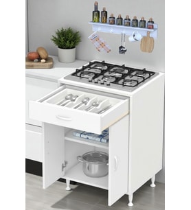 Eliusta Yankı 56 cm Derinlik 65 cm Genişlikte Dolap Baharat Raflı Set Üstü Ocak Uyumlu 658856 cm Dolap (Beyaz)