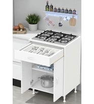 Eliusta Yankı 56 cm Derinlik 65 cm Genişlikte Dolap Baharat Raflı Set Üstü Ocak Uyumlu 658856 cm Dolap (Beyaz)
