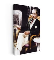 Kanvas Tablo Atatürk Hasır Koltuk Atatürk Tablosu Ev Ofis Duvar Dekoru
