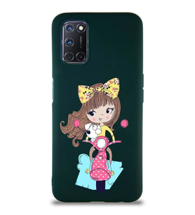 Oppo A92 Soft Premier Kapak Vespagirl Tasarımlı Silikon Kılıf - Yeşil (Şeffaf)
