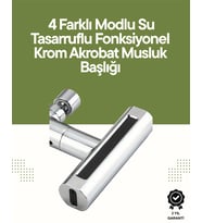 Krom Musluk Başlığı 4'ü 1 Arada Su Çıkışı Kolay Montajlı