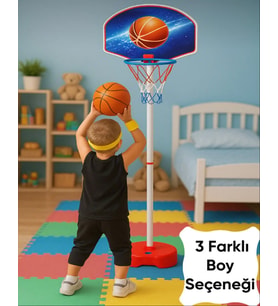 Oyuncak Çocuk Basketbol Potası Yükseklik Ayarlanabilir Kutulu Ayaklı Basket Eğitim Potası