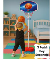 Oyuncak Çocuk Basketbol Potası Yükseklik Ayarlanabilir Kutulu Ayaklı Basket Eğitim Potası