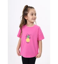 Toontoy Kız Çocuk Baskılı Tişört (Koyu Mor)