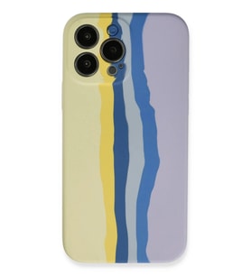 Durukar® iPhone 13 Pro Kılıf Ebruli Lansman Silikon - Sarı-Lila