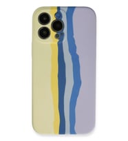 Durukar® iPhone 13 Pro Kılıf Ebruli Lansman Silikon - Sarı-Lila