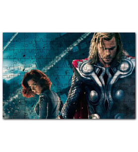 Cakapuzzle Yenilmezler Thor ve Kara Dul Puzzle Yapboz MDF (Ahşap) (120 Parça)