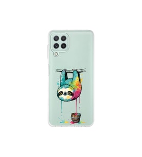 Samsung Galaxy A22 ile Uyumlu Splash Tembel Hayvan Tasarımlı Şeffaf Silikon Kılıf