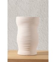 Koza Home Ophelia Taş Dokulu Krem Seramik Vazo 19x19x27,5cm  8586