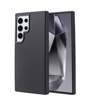 Lexroo Galaxy S24 Ultra Kılıf M-safe Şarj Özellikli Karbon Fiber Görünümlü Troy Kılıf - Siyah