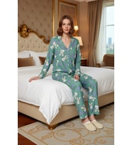 Kadın Viskon Puantiye Tavşan Baskılı Pijama Takımı Fonksiyonel Dayanıklı Kaliteli Konforlu