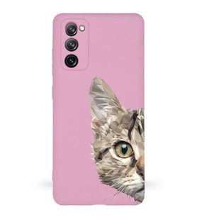 Samsung Galaxy S20 FE Uyumlu Lansman Kılıf Catface Tasarımlı İçi Kadife Kapak-Pembe (Şeffaf)