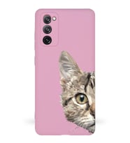 Samsung Galaxy S20 FE Uyumlu Lansman Kılıf Catface Tasarımlı İçi Kadife Kapak-Pembe (Şeffaf)