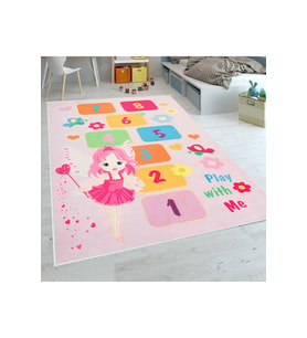 Rovigo Home Dijital Baskı Yıkanabilir Kaymaz Taban Çocuk Halısı RVG4068 (Pembe)