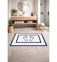 Kaymaz Banyo Halısı, Ayak Desenli, Su Emici Süngerli Yüzey, Makinede Yıkanabilir, Modern Stil, Sarı, 40x60 cm