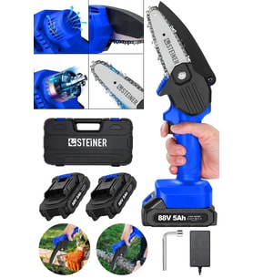 Steiner Alman Pro 88 V 5 Ah ( Çift Akülü ) Dal Budama Kesme Testere Bıçkı Makinesi Çantalı 10 Cm Pala