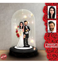 Kişiye özel Sevgili Hediye,sevgililer günü Karikatür Hediyesi, Karikatür hediye, Dekoratif Karikatür ışıklı Fanus , Sevgililer günü Hediyesi FN260