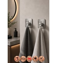 2 ADET Kare Paslanmaz Çelik Banyo Askısı