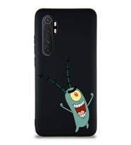 Xiaomi Mi Note 10 Lite Soft Premier Kapak Plankton Tasarımlı Silikon Kılıf - Siyah (Şeffaf)