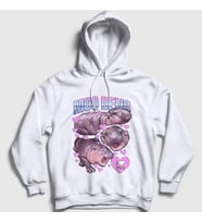 Presmono Unisex Beyaz Moo Deng Hipopotam Hippopotamus Kapüşonlu Sweatshirt 503780tt